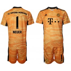 Camisola Bayern de Munique Manuel Neuer 1 Guarda-redes Criança Equipamento Primeiro 2021-2022 Manga Curta